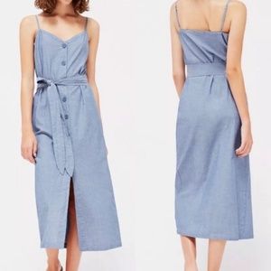Lacausa Chambray Blue Bell Midi Dress Size XS NWT